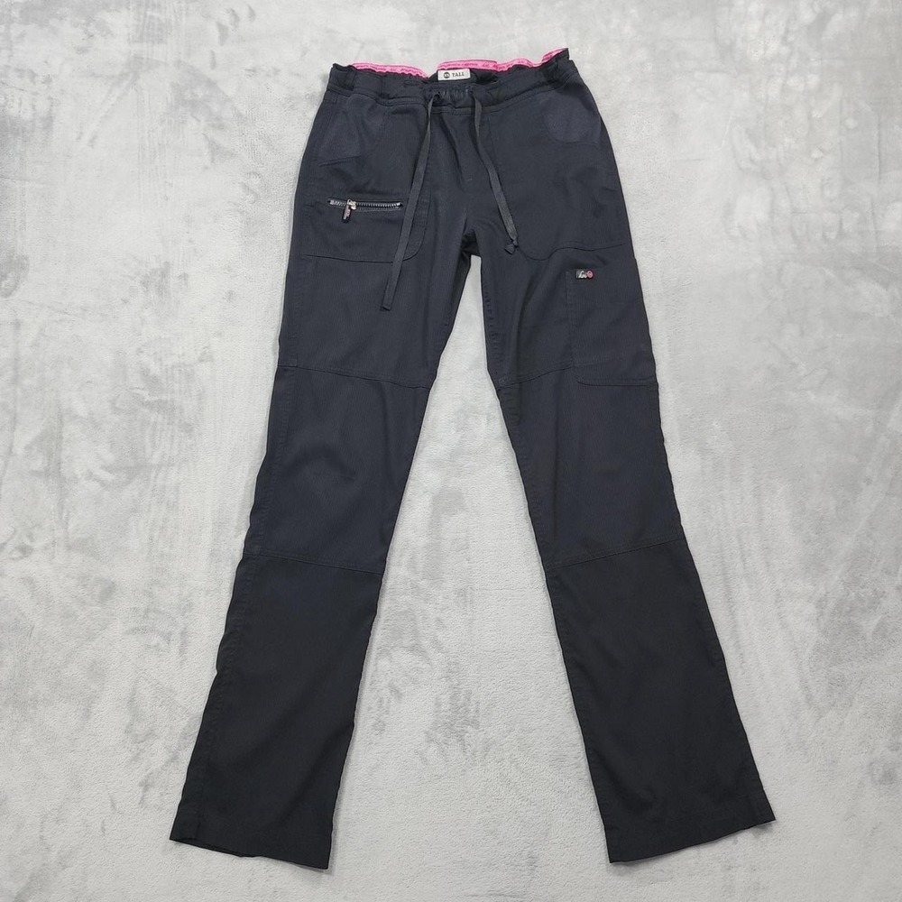 Koi Lite Pants Womens XS TALL Black Herringbone Cargo Scrub Workwear 721-T
